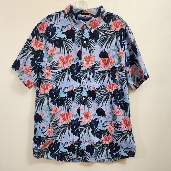 Banana Republic Other - Banana Republic factory organic cotton hibiscus print Hawaiian shirt men sz XL